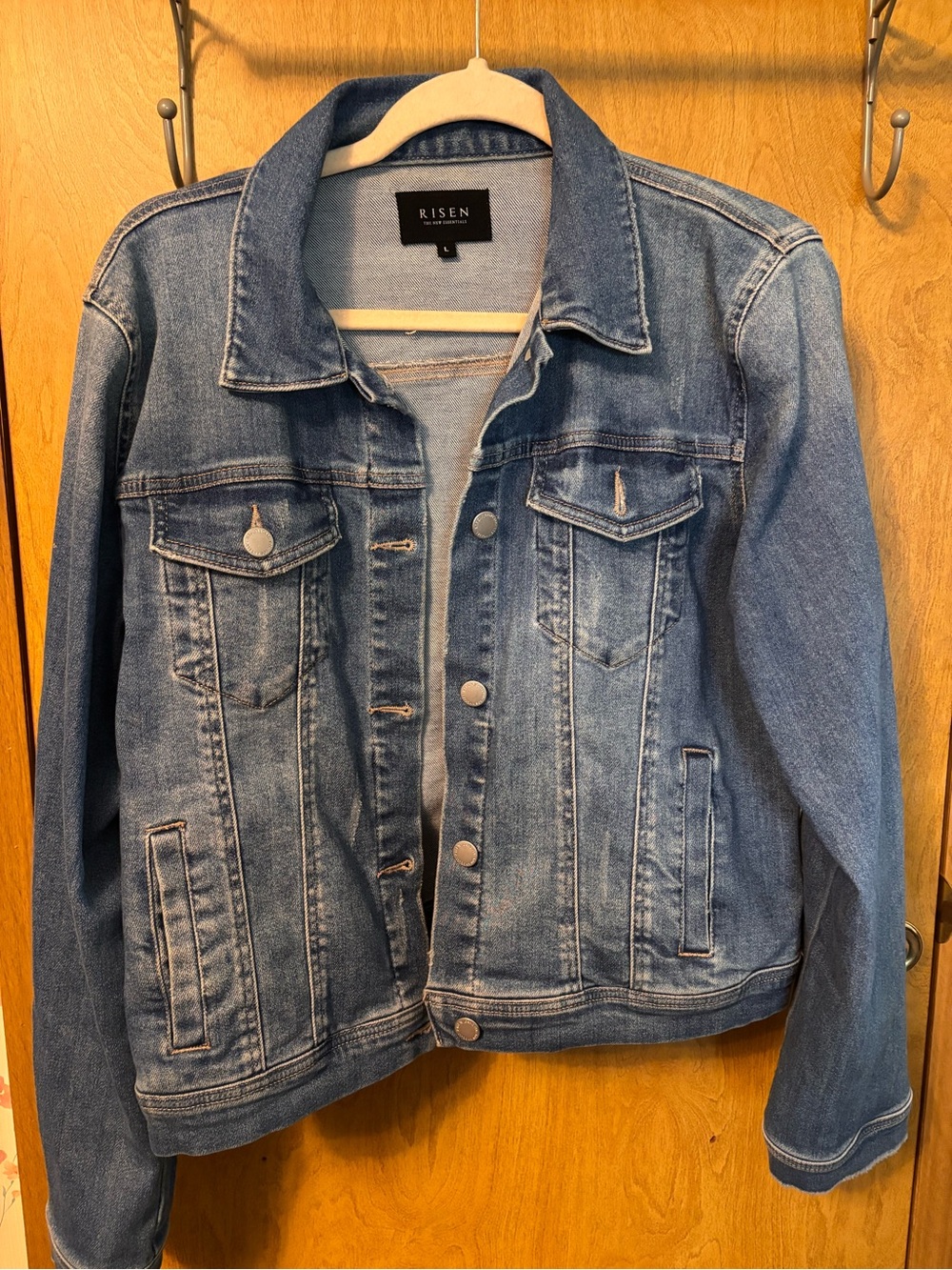 Risen Light Blue Denim Trucker Jacket - Classic Women's Jean Jacket